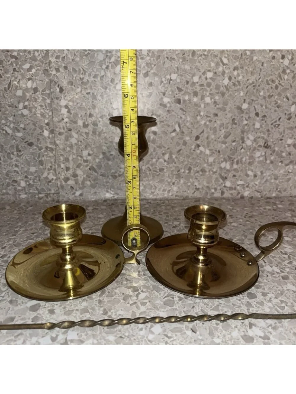 Brass Candlestick Holders Chamber Style one Stick Snuffer Lot of 4